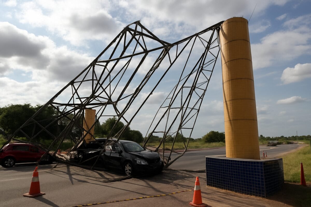 BR-101 é interditada na Grande Natal após cobertura da PRF desabar e atingir três carros