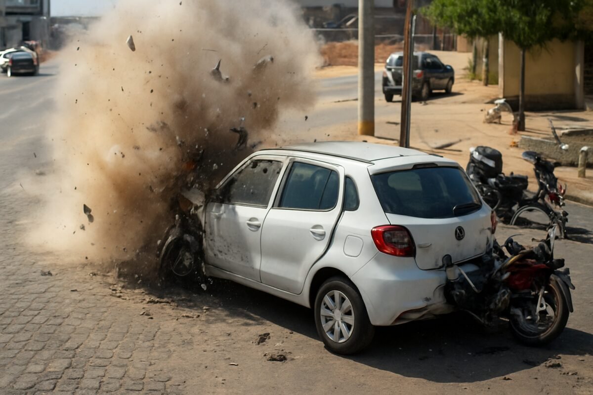 Cilindro de gás veicular explode e atinge carro e moto na Grande Natal