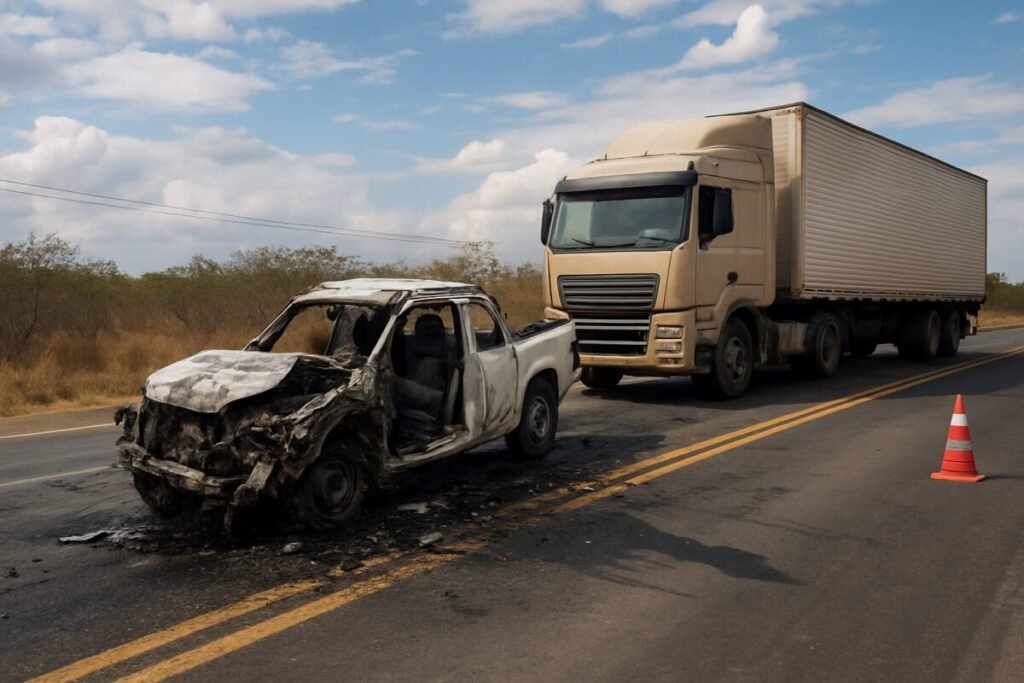 Homem morre após acidente entre caminhonete e carreta na BR-304 no interior do RN