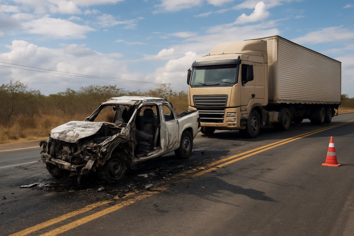 Homem morre após acidente entre caminhonete e carreta na BR-304 no interior do RN